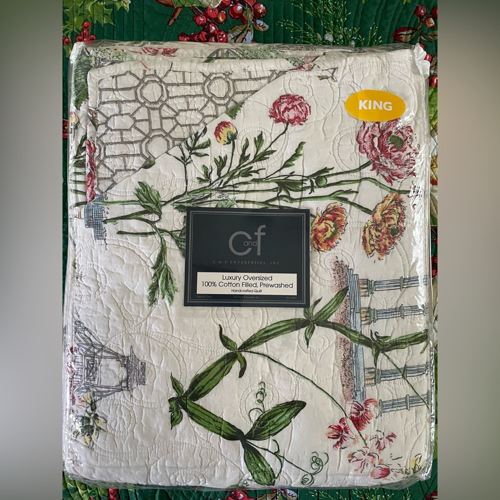 Vintage Colonial Williamsburg Garden Folly Quilt King - Brand New W Tags